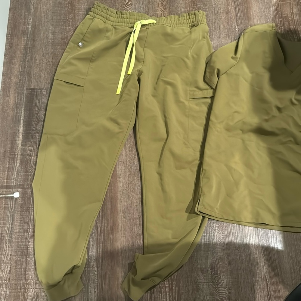 Figs Women olive color scrubs set